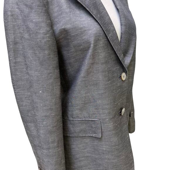 DKNY Blazer Sz 4 Linen Silk Blend Long 2 Button Lightweight Minimalist Preppy - Picture 8 of 13